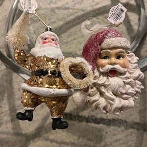 Two Santa Ornaments. NWT